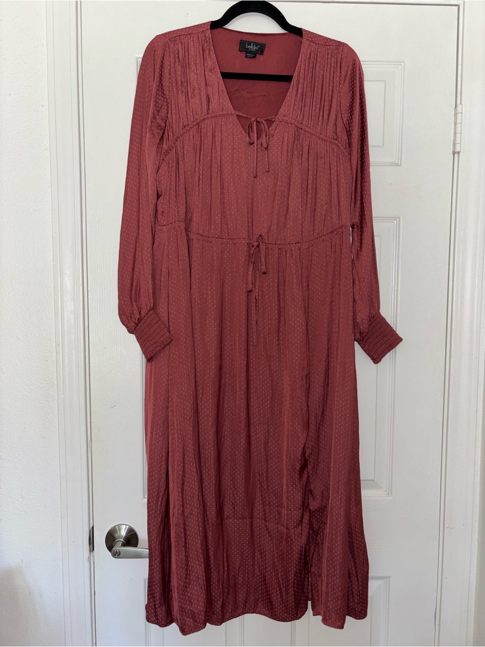 Rose-Mauve Boho Tie-Front Maxi Dress